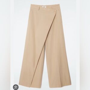 COS Wide-Leg Wrap Skirt Pants in Beige